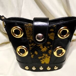 Vintage Black & gold structured Crossbody purse by ‘Renaissance’